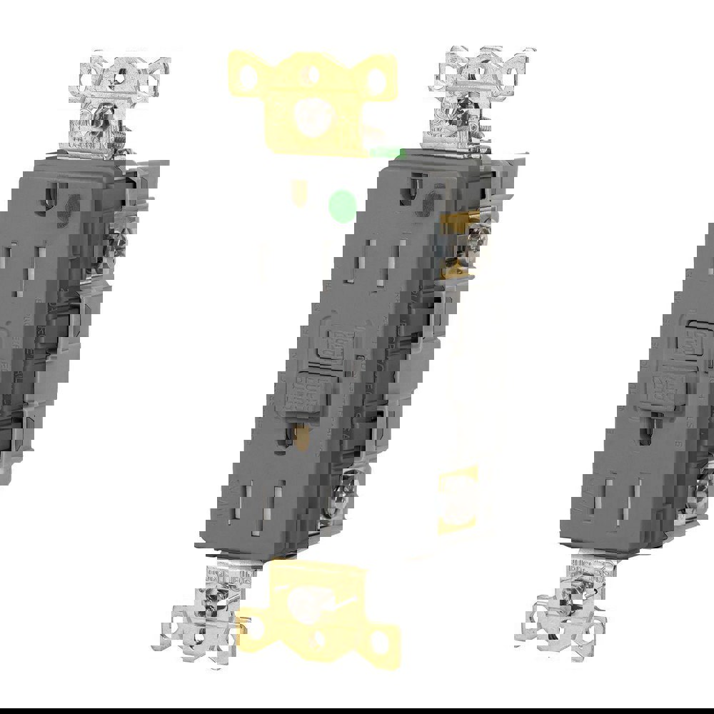GFCI Receptacles; Grade: Commercial; Hospital ; Receptacle Type: Duplex ; NEMA Configuration: 5-15R ; Amperage: 15 ; Reset Type: Manual ; Wiring Method: Back; Side